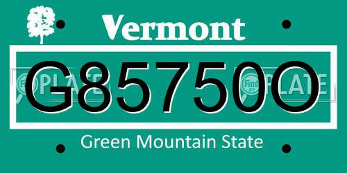 G85750O Vermont License Plate