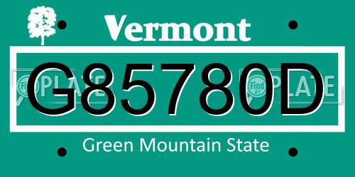 G85780D Vermont License Plate