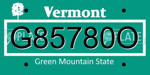 G85780O Vermont License Plate