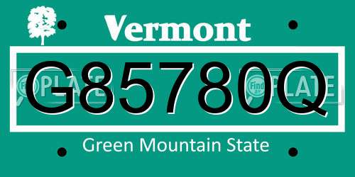 G85780Q Vermont License Plate