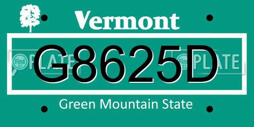 G8625D Vermont License Plate