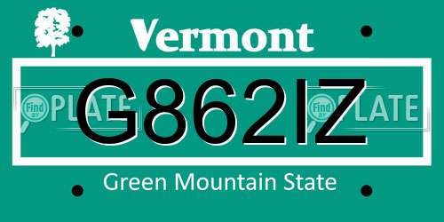 G862IZ Vermont License Plate