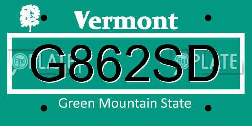 G862SD Vermont License Plate