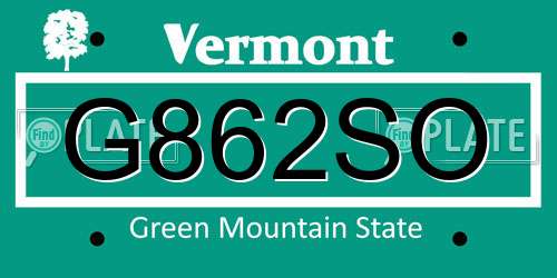 G862SO Vermont License Plate