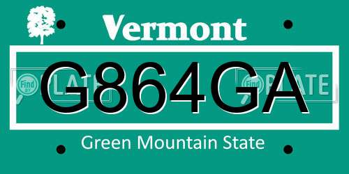 G864GA Vermont License Plate