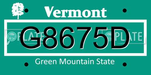 G8675D Vermont License Plate