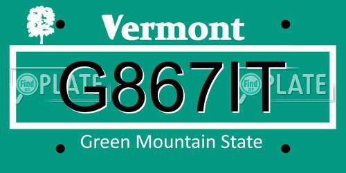 G867IT Vermont License Plate