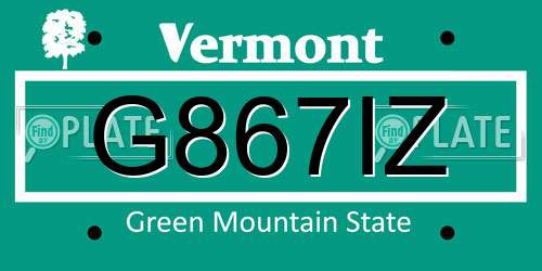 G867IZ Vermont License Plate