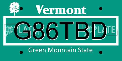 G86TBD Vermont License Plate