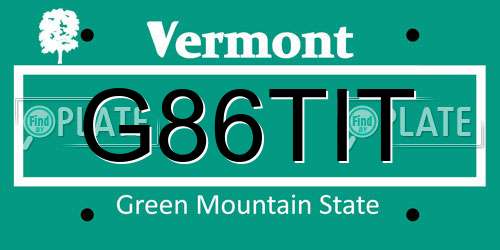 G86TIT Vermont License Plate