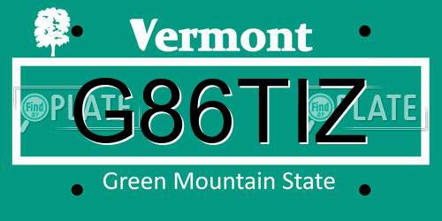 G86TIZ Vermont License Plate