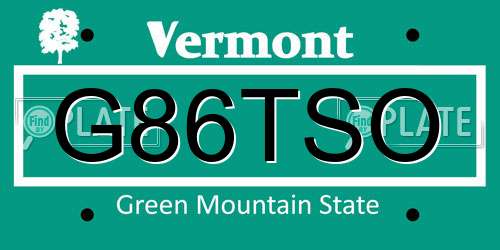 G86TSO Vermont License Plate