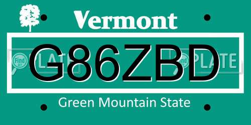G86ZBD Vermont License Plate
