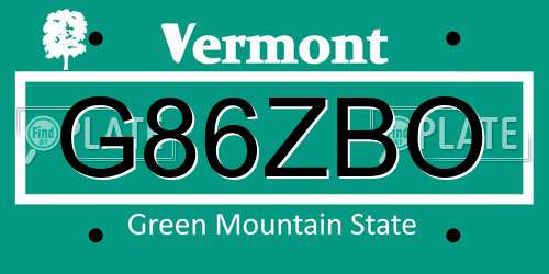 G86ZBO Vermont License Plate