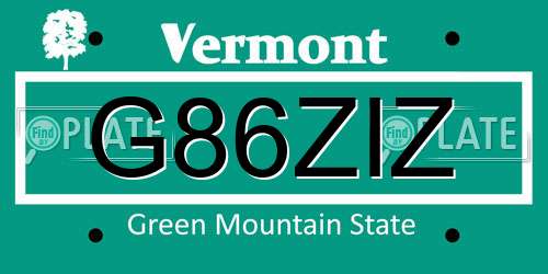 G86ZIZ Vermont License Plate