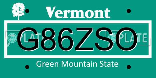 G86ZSO Vermont License Plate