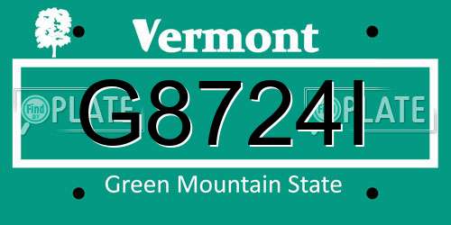 G8724I Vermont License Plate