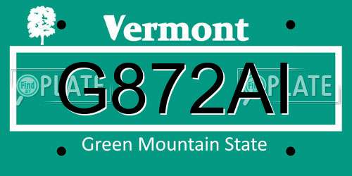 G872AI Vermont License Plate