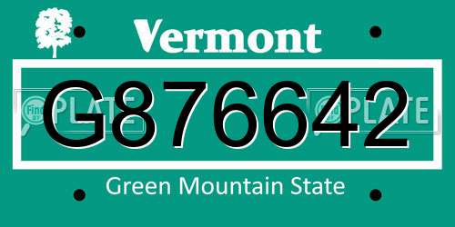 G876642 Vermont License Plate