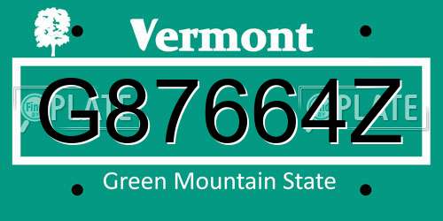 G87664Z Vermont License Plate