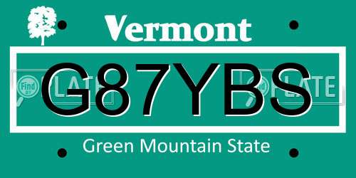 G87YBS Vermont License Plate