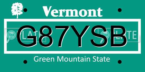 G87YSB Vermont License Plate
