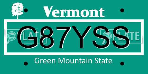 G87YSS Vermont License Plate