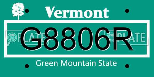 G8806R Vermont License Plate