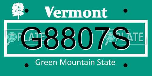 G8807S Vermont License Plate
