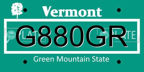 G880GR Vermont License Plate