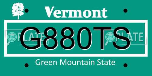 G880TS Vermont License Plate