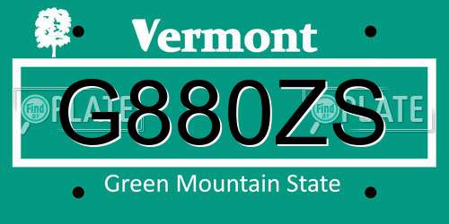 G880ZS Vermont License Plate