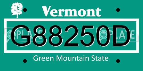 G88250D Vermont License Plate