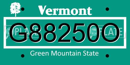 G88250O Vermont License Plate
