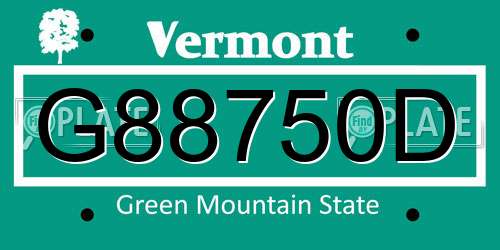 G88750D Vermont License Plate