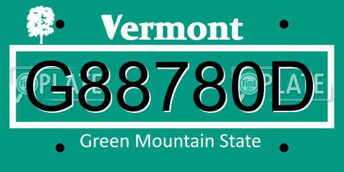 G88780D Vermont License Plate