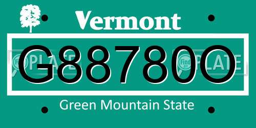 G88780O Vermont License Plate