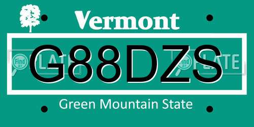 G88DZS Vermont License Plate
