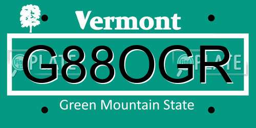 G88OGR Vermont License Plate