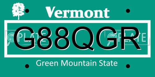G88QGR Vermont License Plate