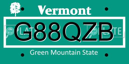 G88QZB Vermont License Plate