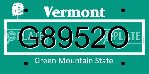 G8952O Vermont License Plate