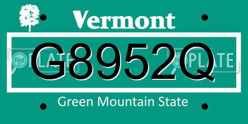 G8952Q Vermont License Plate