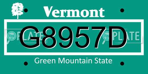 G8957D Vermont License Plate