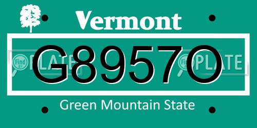 G8957O Vermont License Plate
