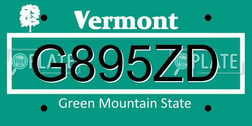 G895ZD Vermont License Plate