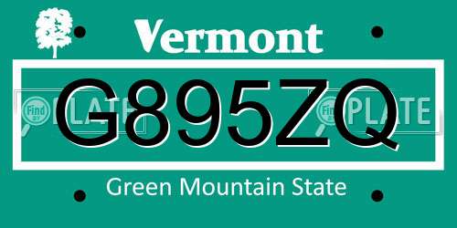 G895ZQ Vermont License Plate