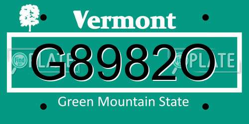 G8982O Vermont License Plate