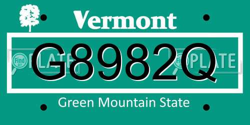 G8982Q Vermont License Plate