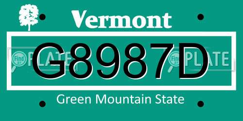 G8987D Vermont License Plate